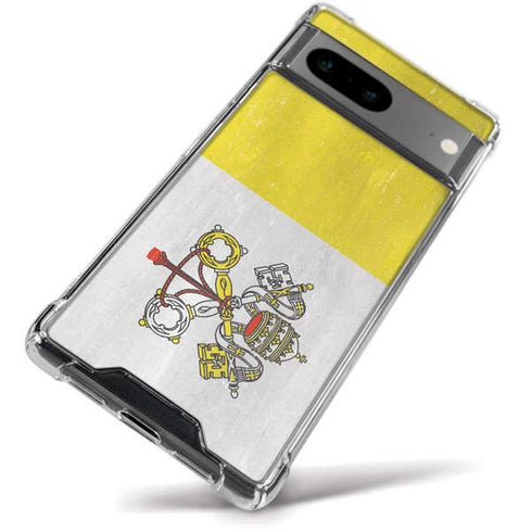 Vatican City Flag Distressed Google Pixel 8a Clear Case